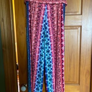 Colorful Bohemian Wide-Leg Pants